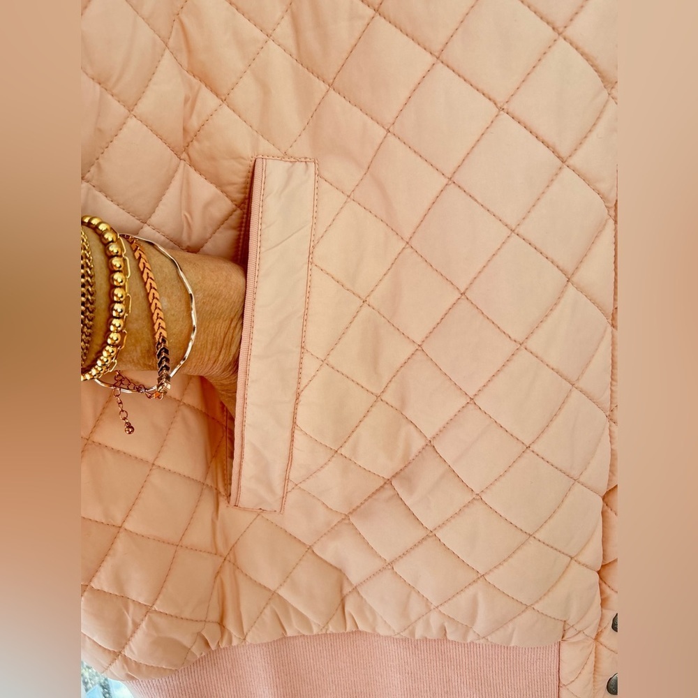 Levi’s Bomber Diamond Quilted Jacket Peach/Pink Size 4X Sherpa Faux Fur NEW - Picture 3 of 10